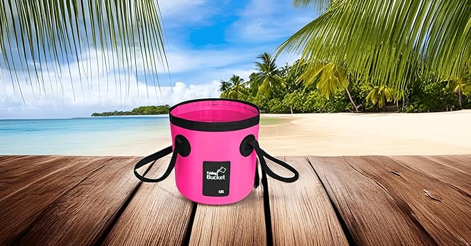 BANCHELLE Collapsible Bucket Water Container Portable Folding Camp Wash Basin for Outdoor Traveling Hiking Fishing Car Washing Gardening Camping (Pink, 12L)-NeatNest