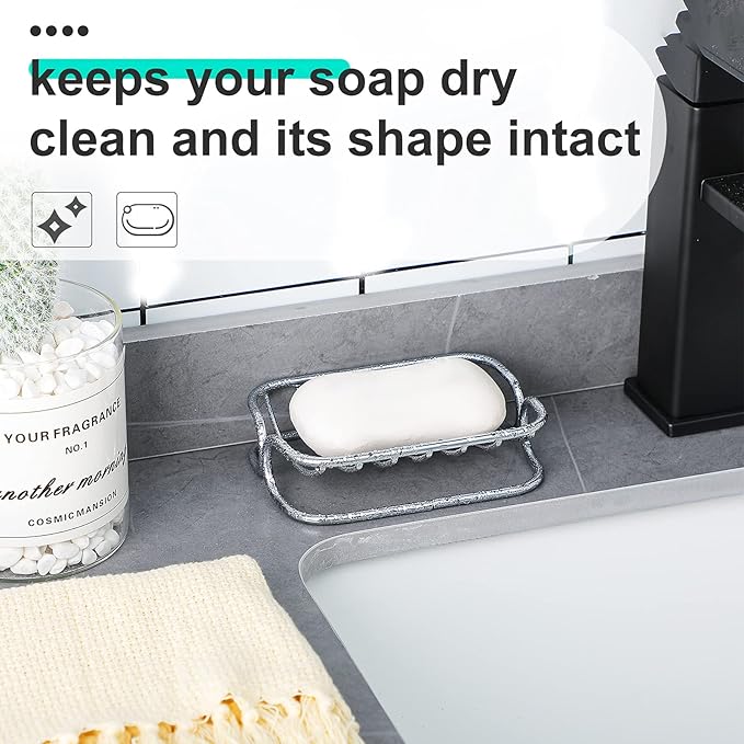 Bar Soap Dish Stainless Steel Shower Soap Holder Rust Proof Metal Soap Holder Self Draining Soap Sponge Holder Shelf Tray for Shower Bathroom Kitchen Sink-NeatNest