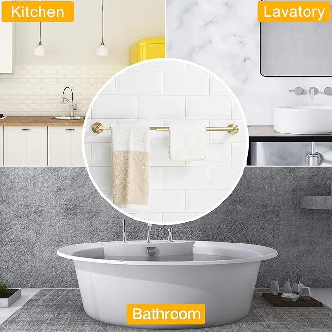 BESy Adjustable 15 to 26 Inch Single Bath Towel Bar for Bathroom SUS304 Stainless Steel Towel Holder, Wall Mount with Screws Hand Towel Bar Rod Hotel Style, Brushed Gold-NeatNest