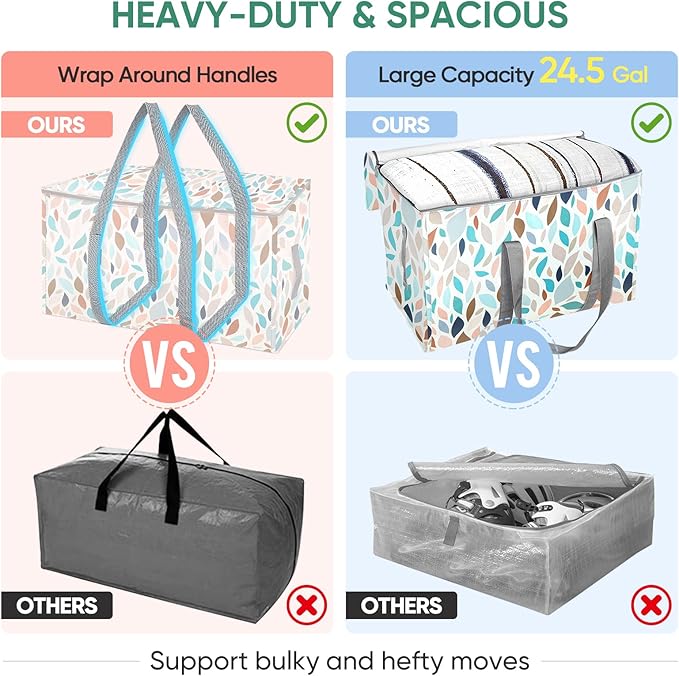 BALEINE 2-Pack Oversized Moving Bags with Reinforced Handles, Heavy-Duty Storage Tote for Clothes, Moving Supplies (Mosaic, 2-Pack)-NeatNest