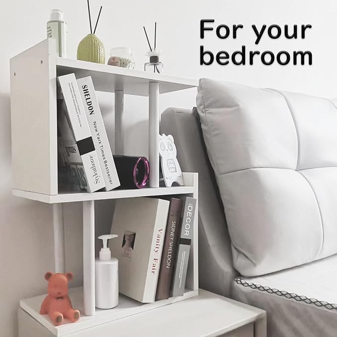 Desk Shelf for Top of Desk, Mini Cute Office Desk Desktop Storage Bookshelf White Versatility Organizers for Women, Kids-NeatNest