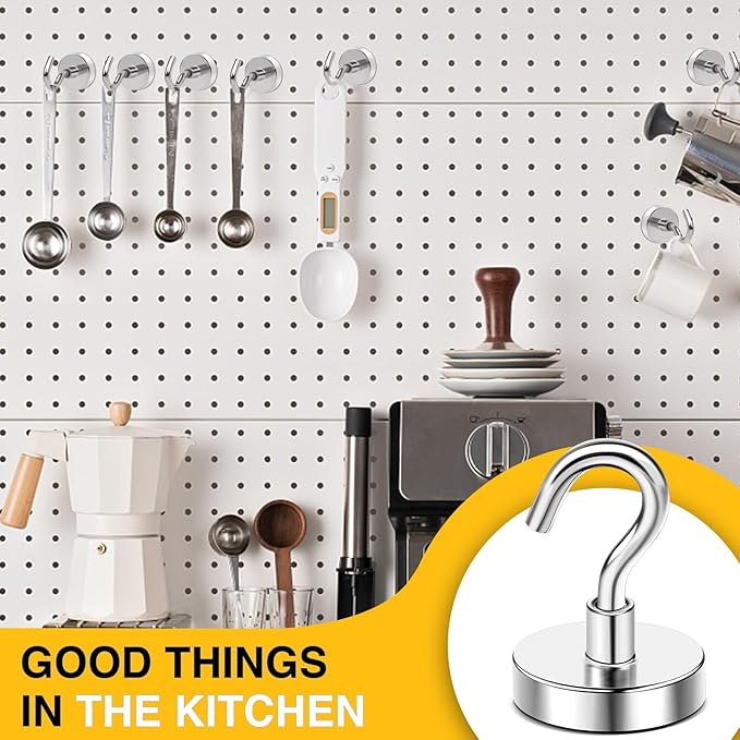 DIYMAG Magnetic Hooks, 118 LB Heavy Duty Strong Magnet with Hooks, Strong Rare Earth Neodymium Magnet Hooks for Hanging, Magnetic Hanger for Curtain, Home, Kitchen, Workplace, 20 Packs-NeatNest