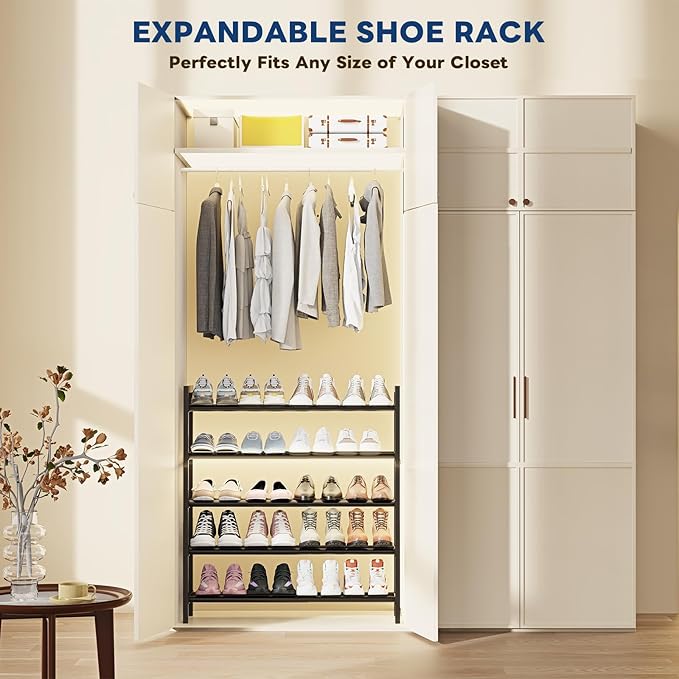 Mavivegue Expandable Shoe Rack, 4-Tier Shoe Organizer for Closet, Adjustable Shoe Rack for Front Door Entrance, Entryway-NeatNest