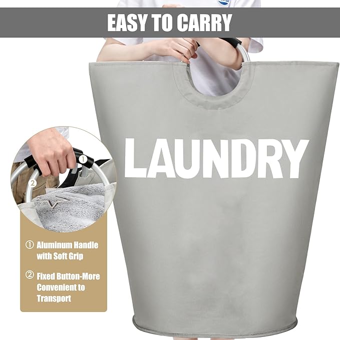 DOKEHOM 160L XX-Large Laundry Basket (7 Colors), Collapsible Laundry Bag, Foldable Laundry Hamper, Folding Washing Bin (Grey, XXL)-NeatNest