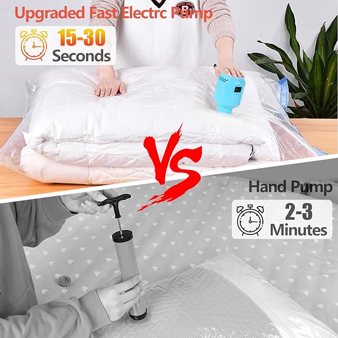 Morecoo Vacuum Storage Bags with Electric Pump & New Air Valve, 10 Pack Space Saver Bags (5 Jumbo/5 Large) for Clothes, Comforters, Blankets - Press & Pump Compression Bags for Travel Essentials-NeatNest