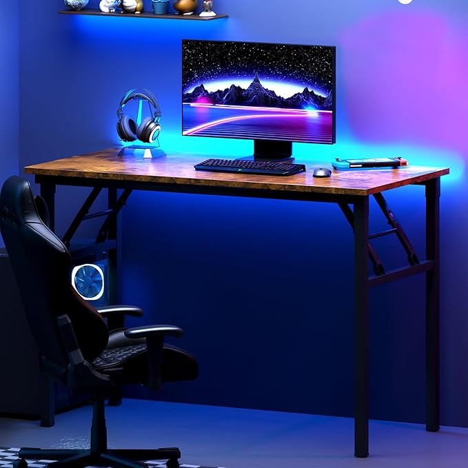 DlandHome Folding Desk - 31.5 Inch Small Computer Desk for Home Office - Folding Table Writing Table for Small Spaces - No Assembly Required - Retro-NeatNest