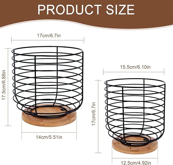 2pcs K Cup Holder Organizer - Coffee Pods Storage Organizer - Coffee Bar Accessories - Large Capacity Black Wire Kup Storage with Bamboo Base-NeatNest