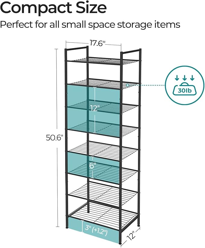 SONGMICS Narrow Shoe Rack - Sturdy 8 Tier Metal Tall Shoe Rack Shelf, Slim Shoe Storage Organizer for Closet Entryway Small Spaces, Bronze-NeatNest