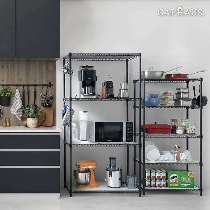 CAPHAUS NSF Commercial Grade Heavy Duty Wire Shelving w/Wheels, Leveling Feet & Liners, Storage Metal Shelf, Garage Shelving Storage, Utility Wire Rack Storage Shelves, 60 x 24 x 76 4-Tier w/Liner-NeatNest