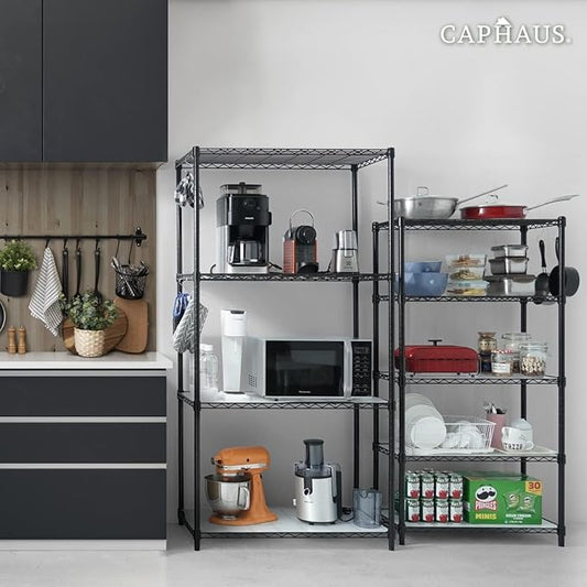 CAPHAUS NSF Commercial Grade Heavy Duty Wire Shelving w/Wheels, Leveling Feet & Liners, Metal Shelf, Garage & Utility Storage, 5-Tier 30x14x64-NeatNest