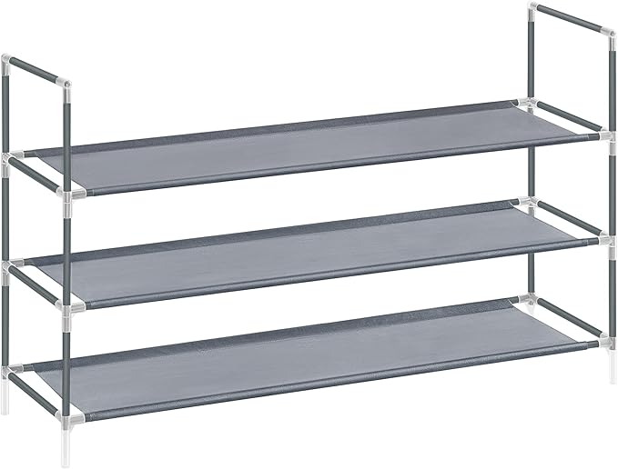 SONGMICS 3-Tier Shoe Rack, Shoe Storage for Hallway Closet, Slim and Space-Saving, Metal Frame, Non-Woven Fabric Shelves, Grey ULSH053G01V1-NeatNest