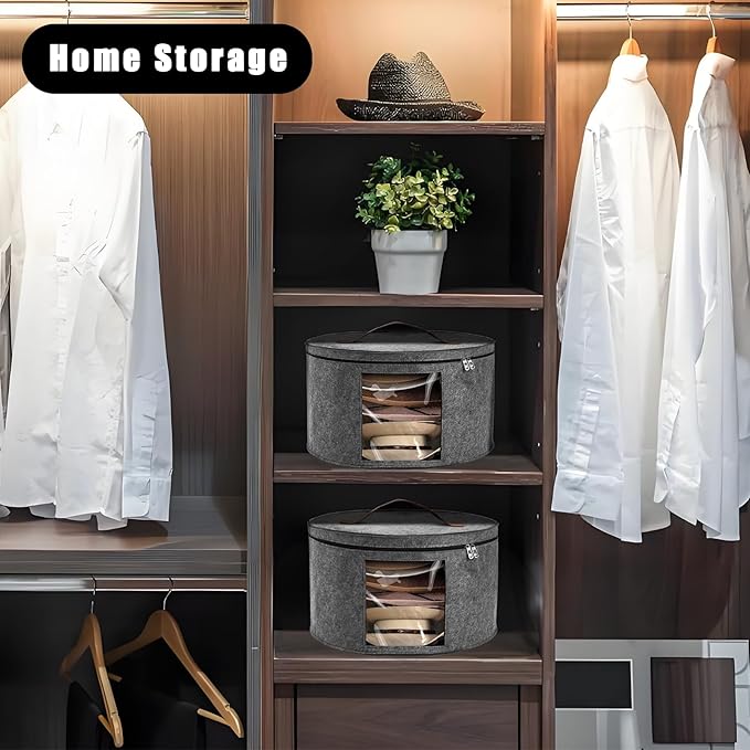 Hat Box, Travel Hat Storage Box, Foldable Hat Boxes for Storage, Space-saving Hat Organizer for Closet, Convenient Stackable Hat Carrier Case for Round Brim, Cowboy, Panama & Tweed Hats-NeatNest