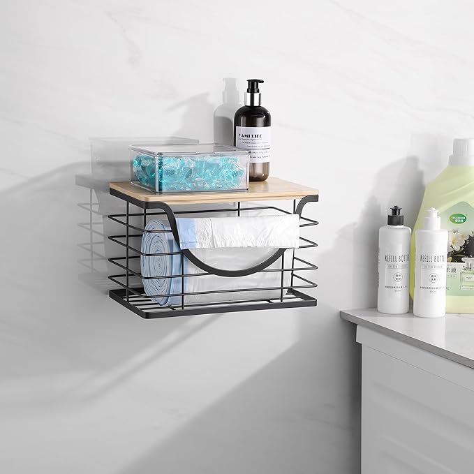 Extra Large Trash Bag Holder Under Sink Stackable Kitchen Storage with Lid, Garbage Bag Dispenser Roll Holder, Wall Mounted Trash Bag Container, Laundry Room Organization Storage-NeatNest