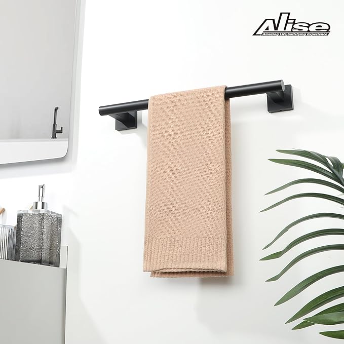 Alise Bathroom Towel Bar, 16 Inch Towel Racks for Bathroom, SUS304 Stainless Steel Towel Holder Heavy Duty Wall Mounted Towel Rack Matte Black Towel Bar