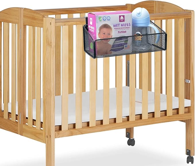 Bedside Caddy Shelf Hanging Storage Basket for Bunk Bed, Office Cubical Walls, Baby Rails, College Dorm Organizer - 5 Pairs Sized Hooks for Phone, Glass, Magazine, Decor (Black)-NeatNest
