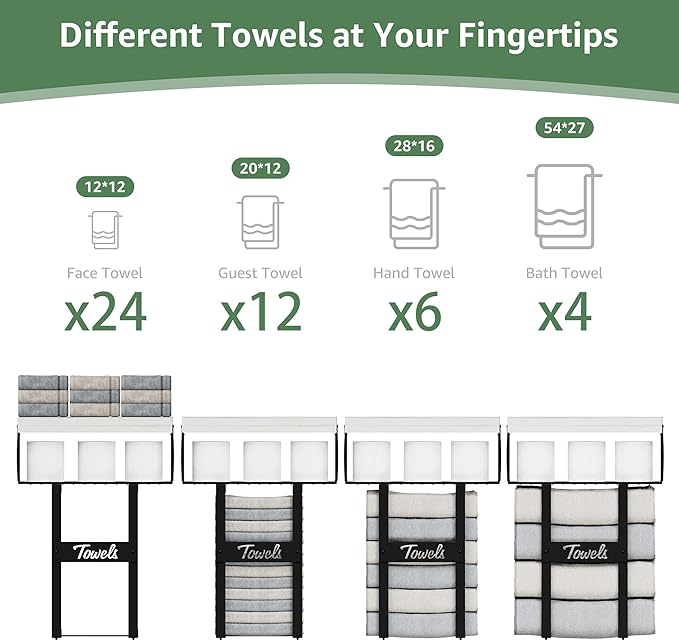 Bathroom Shelves Over Toilet - Floating Shelf for Wall Above Toilet Towels Holder Small Farmhouse Decor Shelves (15.7 inch, Set of 3, Distressed White and Black)-NeatNest