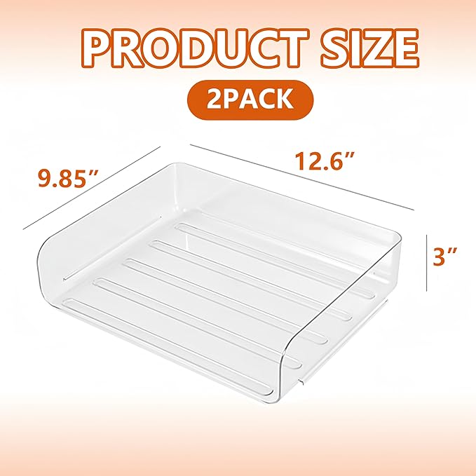 Desk Organizer, Stackable Paper Letter Tray, Office Desktop File Paper Holder, Book Storage Rack (Clear, 2 x Wide Entry)-NeatNest
