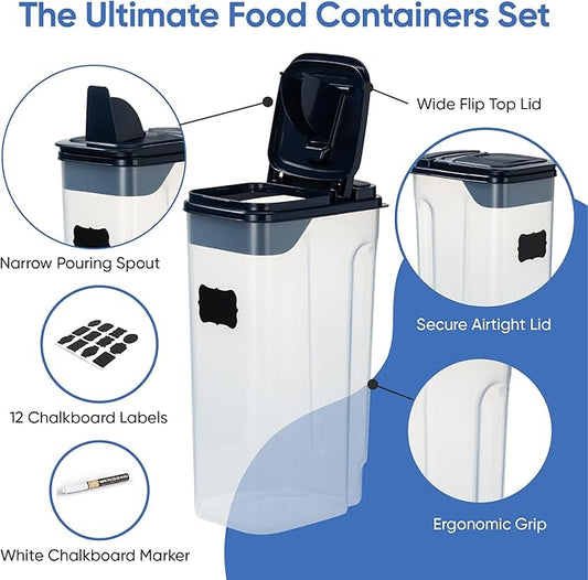 Chef's Path Airtight Food Storage Containers - Pack of 4 (4L/135.3oz) - MULTISPOUT Design for Kitchen & Pantry - BPA-Free Cereal Containers with Bigger Spout Mouth for Easy Pouring-NeatNest