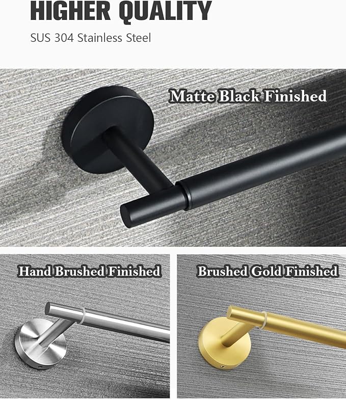 Alise Adjustable Towel Holder, Extension-Type 17'' to 30'' Towel Racks for Bathroom, SUS304 Stainless Steel Towel Rod for Bathroom Wall, DIY Hand Towel Bar, Matte Black