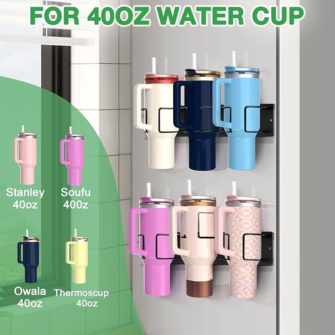 1 Pack, Magnetic Stanley Cup Holder, Stanley Cup Organizer for Refrigerators/Ovens/Coffee Machines, 3 Cup Slots, Supports 10 lbs, Suitable for 40/30 oz Stanley, Gift