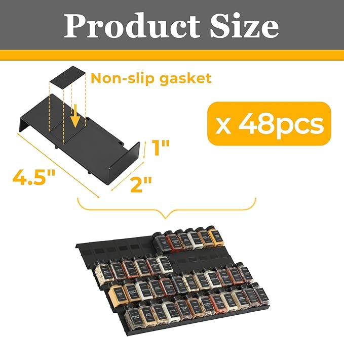 Famhap Spice Drawer Organizer, 48PCS Interlocking Expandable Seasoning Rack Tray Insert for Kitchen Drawers, Spice Rack Drawer for Spice Jars-NeatNest