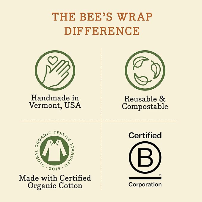 Bee's Wrap Vegan Beeswax Wraps for Food - Vegan Herb Garden 3 Pack (S, M, L) Made in USA Reusable & Organic Food Wraps, Sandwich Wrap & Bowl Covers - Eco Alternative to Aluminum Foil & Plastic Wrap-NeatNest