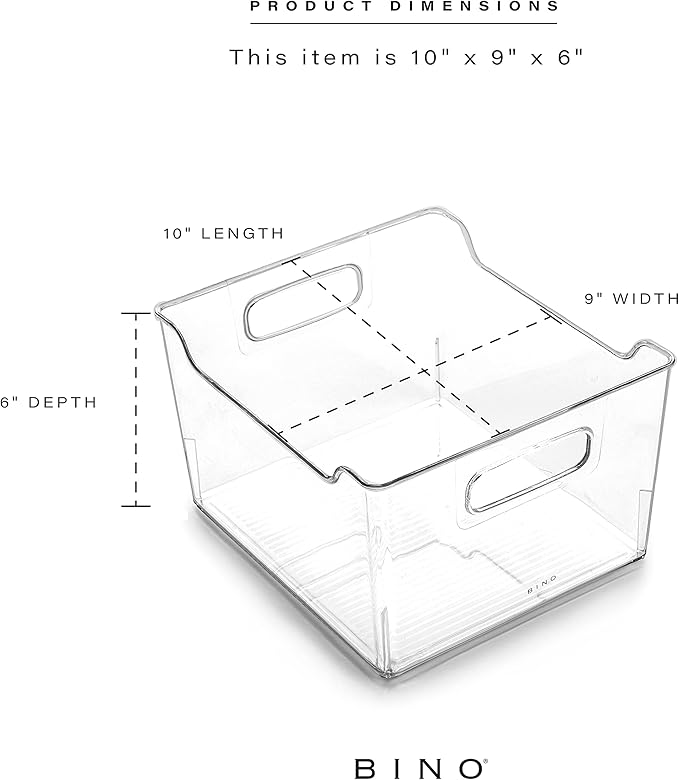 BINO | The Lodge Collection | Plastic Storage Bins - 2 Pack | Multi-Use Organizer With Built-In Handles | BPA-Free | for Pantry, Home, Fridge, and Freezer Organization-NeatNest