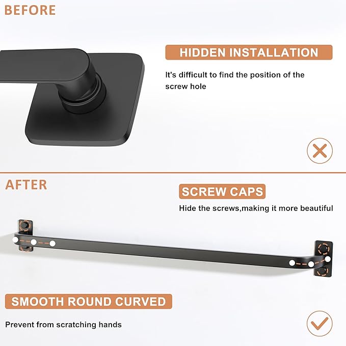 Bathroom Towel Bar, 24 inch Towel Racks for Bathroom Wall Mounted, SUS304 Stainless Steel Heavy Duty Towel Holder Bathroom Accessories Modern Home Decor, Matte Black Finished