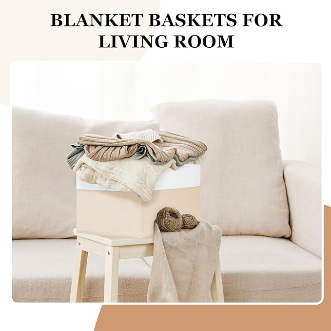 Criusia 8 Pack Large Storage Basket, Fabric Blanket Basket Living Room, Toy Organizers and Storage with Handles for Kids, Laundry Basket for Clothes Towel, Yarn and Craft Storage Bins (14L*10W*9.5H)-NeatNest