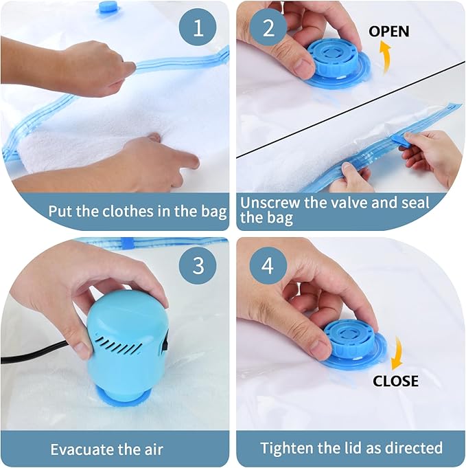 Large Vacuum Storage Bags with Electric Pump 10 Pack (5 Jumbo/5 Large) Vacuum Seal Bags for Clothing Compression Space Saver for Comforters,Blankets - Travel Essentials-NeatNest