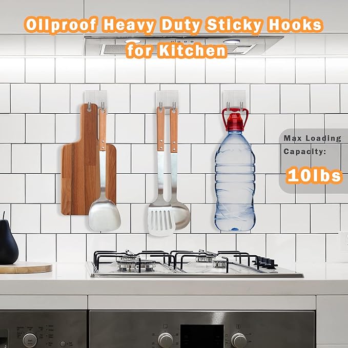 Adhesive Hooks, Stick on Stainless Steel Towel Robe Razor Wall Hooks for Bathroom Kitchen, Sticky Heavy Duty Durable Shower Hangers for Hanging Hat Coat Key Short-Silver(4pcs)