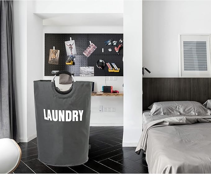 DOKEHOM 160L XX-Large Laundry Basket (7 Colors), Collapsible Laundry Bag, Foldable Laundry Hamper, Folding Washing Bin (Dark Grey, XXL)-NeatNest