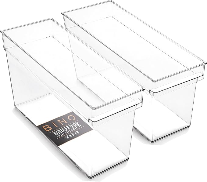 BINO | Plastic Storage Bins, Medium - Deep | THE HANDLER COLLECTION | Multipurpose Organizer Bins | Kitchen Pantry Organizers and Storage | Clear Containers for Organizing Home | Freezer Organizer-NeatNest