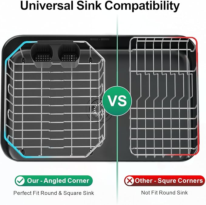 GSlife in Sink Dish Drying Rack - Stainless Steel Dish Drainer for RV Small Kitchen Apartment Sink, 13.4" L x 11.6" W, Silver