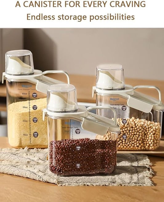 Cereal Containers Storage with Pour Spout Airtight Food Storage Containers with Lid Air Tight Cereal Dispenser Sealed Kitchen Canisters for Nuts Flour Sugar Beans Dry Food, Bpa Free 1.6L-NeatNest