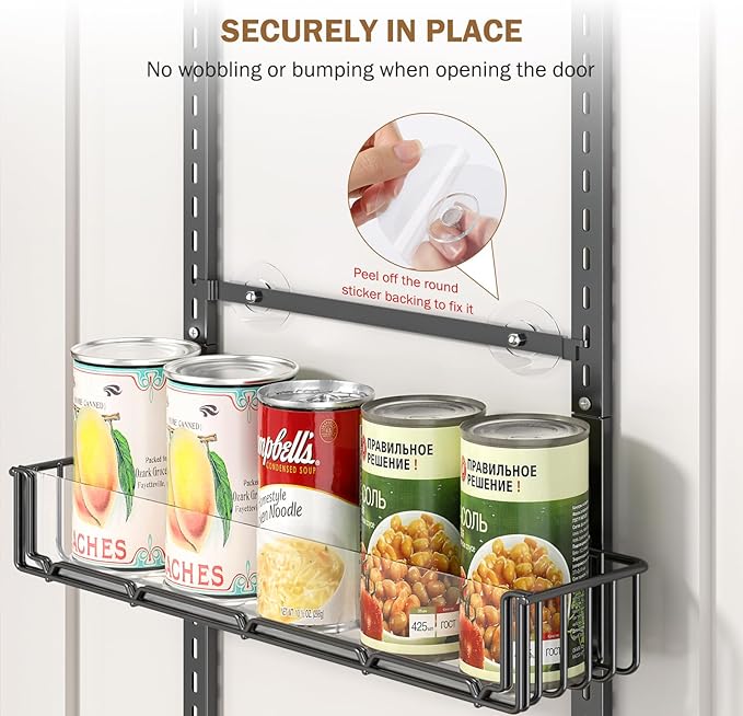 Delamu Adjustable Over the Door Pantry Organizer with Clear Acrylic Panel, 6-Tier Pantry Organization and Storage for Kitchen, Hanging Spice Rack Seasoning Shelves for Cabinet, Easy Install, Black-NeatNest