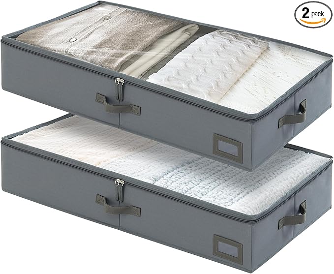 6-Inch Under Bed Organizer, Under Bed Storage Container, Under Crib/Couch Storage, Underbed Storage Box for Seasonal Clothing, Sweaters, Shoes, Blankets, Wrapping Paper & Toys 33" L×17" W×6" H-NeatNest