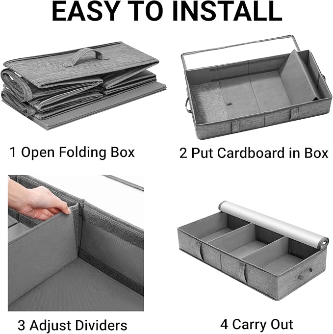 2 Packs Under Bed Storage Containers, Foldable Clothes Draw Organizers with Adjustable Dividers, Handles, Clear Window, Closet Storage Bins for Clothing, Shoes, Blankets-NeatNest