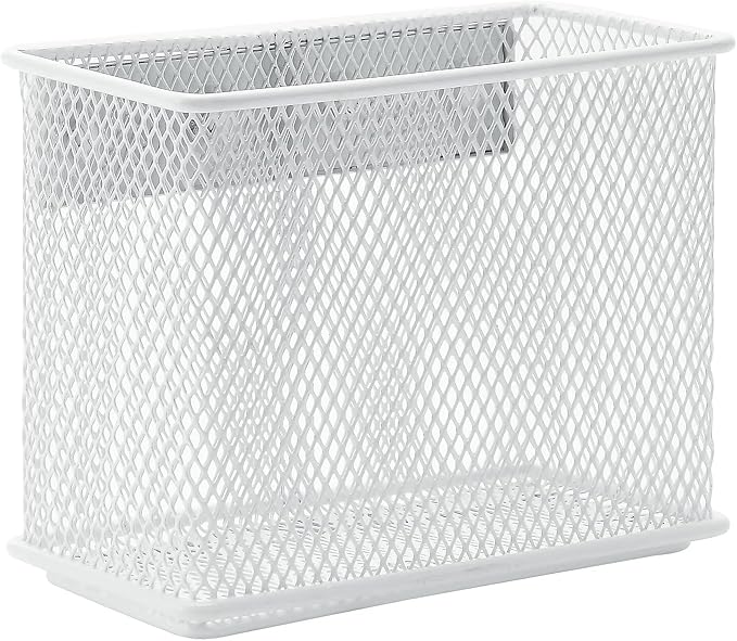 dedoot Magnetic Pencil Holder, Locker Pencil Holder Strong Magnetic Holder for Whiteboard Marker, 4.7x2.3x3.7inch Black Mesh Magnetic Holder for Fridge, Sponge, Recipe, Beverage,White-NeatNest