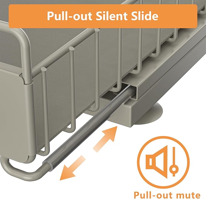 Under Sink Organizer, High Adjustable 2 Tier Under Kitchen Sink Organizer, Multi-Purpose Storage Shelf for Kitchen Bathroom Cabinet, Gray-NeatNest