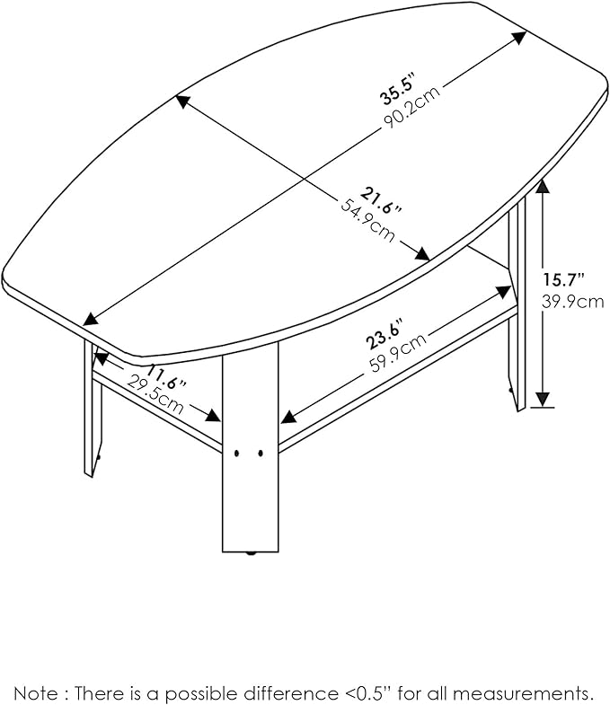 Furinno Simple Design Coffee Table, Columbia Walnut/Black-NeatNest