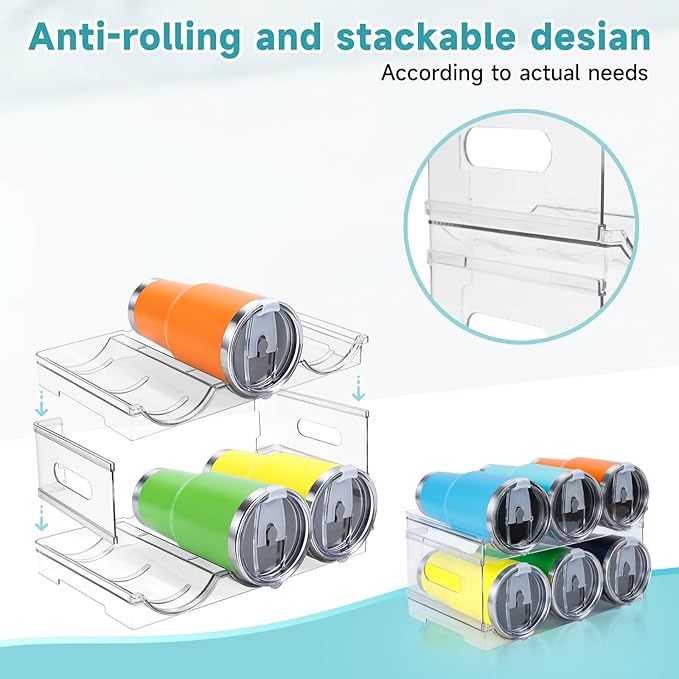 Damomo Water Bottle Organizer for Stanley 40 oz, 2 Pack Stackable Water Bottle Organizer, Clear Holder for Tumbler Travel Mug Cup, Kitchen Pantry Refrigerator Organization and Storage-NeatNest