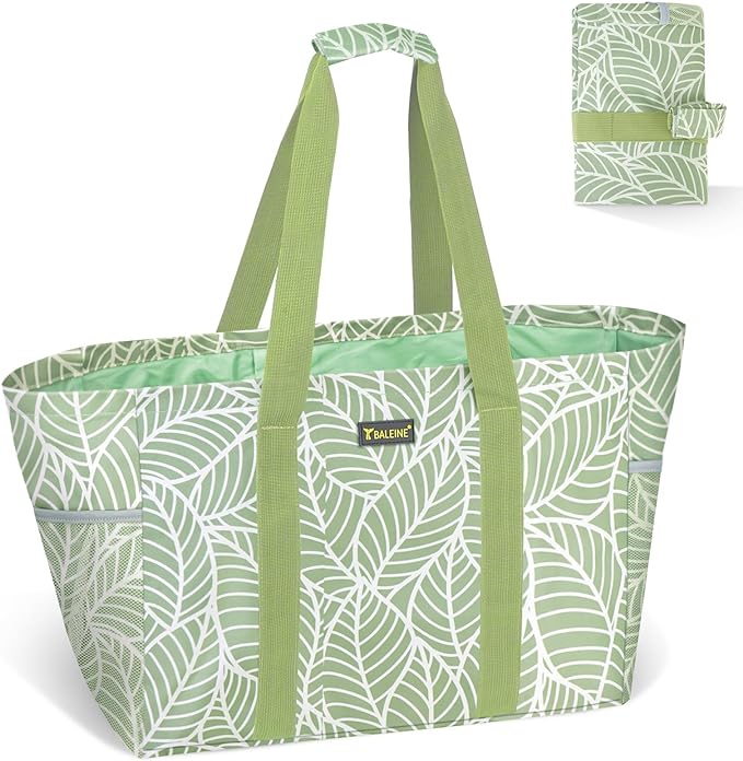BALEINE Soft 9 Gallon Extra Large Utility Tote, Foldable Reusable Storage Bag (Antique Foliage)-NeatNest
