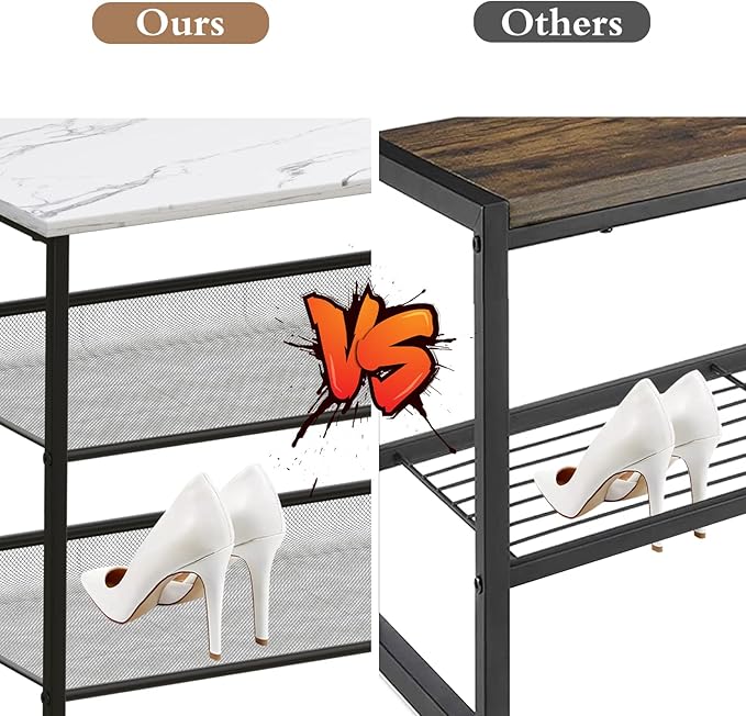 Garden 4 you 4 Tiers White Marble Shoe Rack,Freestanding Organizer Multi-Purpose Adjustable Flat and Slant Storage Rack Shoe Shelf, High Heels Potted Plant for Entryway Hallway Living Room Closet-NeatNest