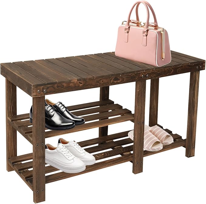 Shoe Rack Bench, 3 Tier Sturdy Shoe Bench, Storage Organizer, Holds up to 350lbs for Entryway Organizer Bedroom Living Bathroom Room Balcony.