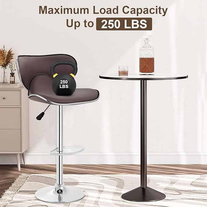 BestOffice Bar Stools Set of 2, Counter Height Adjustable Bar Stools with Back Bar Stool PU Leather Swivel Bar Stool Kitchen Counter Bar Stools Dining Chairs-NeatNest