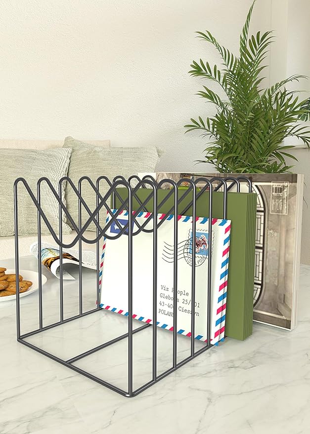 4 Sets Wire File Organizer for Desk,File Folder Holder/Rack/Stand,File Sorter Organizer,Desktop Record/Clipboard Holder,8 Sections Storage,Anti-Scratch/Rusty,Steel Stable Holder,Black