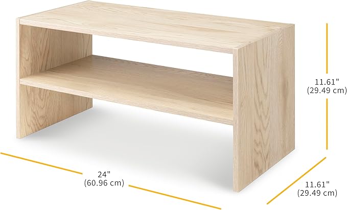 Whitmor Wood Stackable 2-Shelf Shoe Rack, White Oak, 24 inches-NeatNest