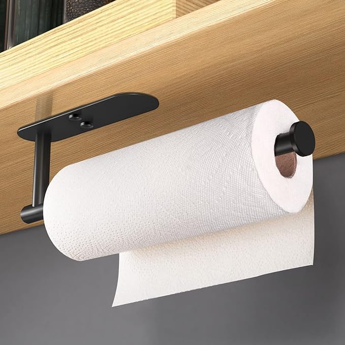 HUFEEOH Adhesive Bathroom Accessories Set, 6 Piece Bathroom Hardware Set Towel Racks for Bathroom Wall Mounted Black Towel Bar Set