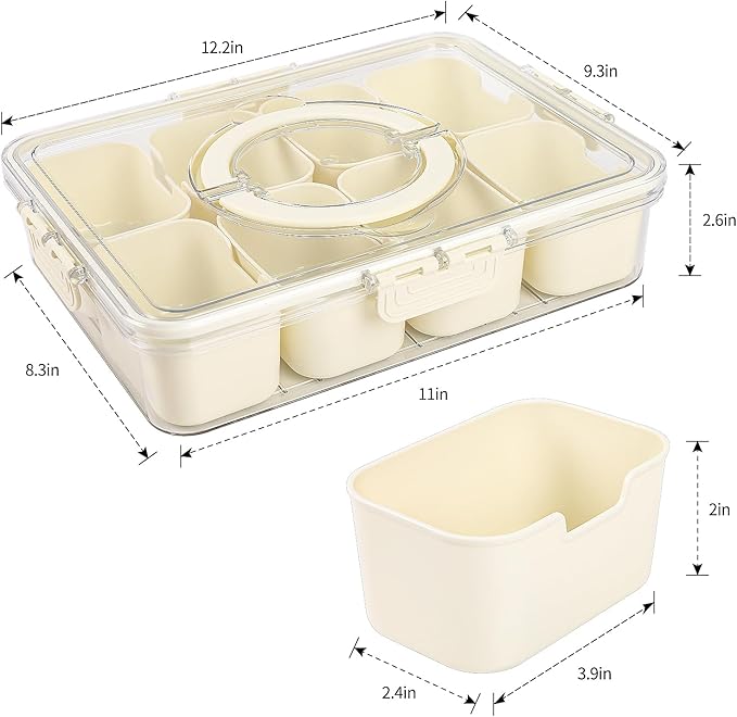Divided Serving Tray with Lid and Handle, Snackle Box Charcuterie Container for Portable Snack Platters - Clear Organizer for Snacks,Candy, Fruits, Nuts for Party, Entertaining, Travel-NeatNest